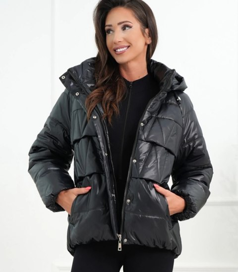 Ocieplana kurtka damska bomberka z pikowaniem JAGNA (Czarny)