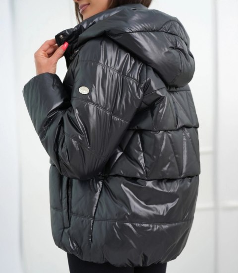 Ocieplana kurtka damska bomberka z pikowaniem JAGNA (Czarny)