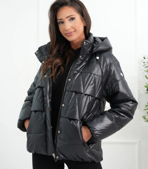 Ocieplana kurtka damska bomberka z pikowaniem JAGNA (Czarny)