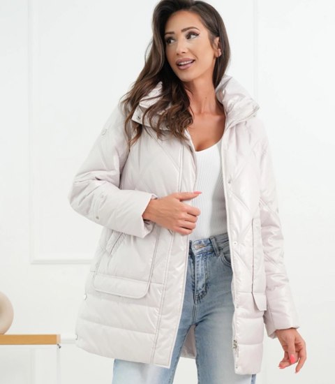 Damska kurta przejściowa lekko ocieplana TERESA (Biały)