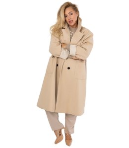 Damski długi luźny płaszcz oversizowy CINDY (Beżowy)