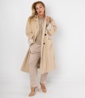 Damski długi luźny płaszcz oversizowy CINDY (Beżowy)