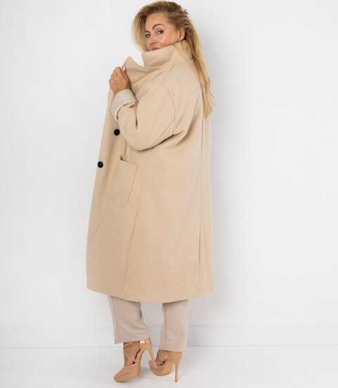 Damski długi luźny płaszcz oversizowy CINDY (Beżowy)