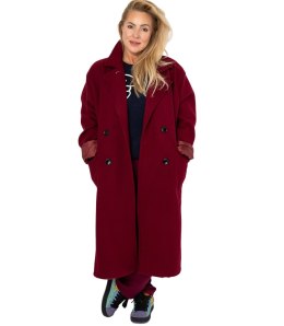 Damski długi luźny płaszcz oversizowy CINDY (Czerwony)