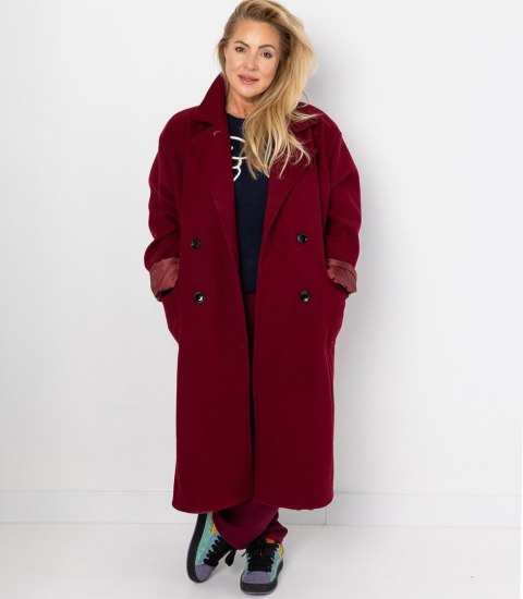 Damski długi luźny płaszcz oversizowy CINDY (Czerwony)