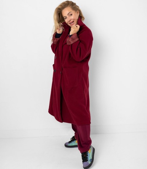 Damski długi luźny płaszcz oversizowy CINDY (Czerwony)