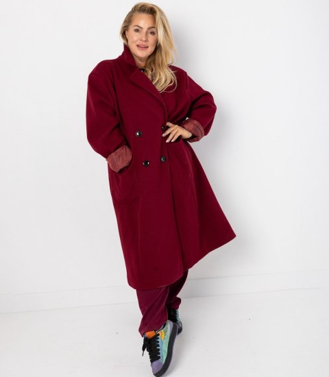 Damski długi luźny płaszcz oversizowy CINDY (Czerwony)