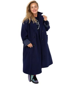 Damski długi luźny płaszcz oversizowy CINDY (Niebieski)