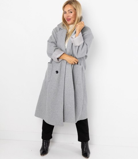Damski długi luźny płaszcz oversizowy CINDY (Szary)