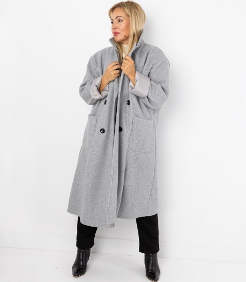 Damski długi luźny płaszcz oversizowy CINDY (Szary)