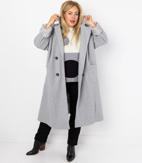 Damski długi luźny płaszcz oversizowy CINDY (Szary)