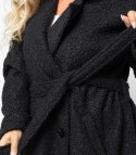 Damski płaszcz miś boucle'owa tkanina TEDDY (Czarny)