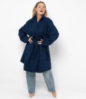 Damski płaszcz miś boucle'owa tkanina TEDDY (Niebieski)