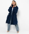 Damski płaszcz miś boucle'owa tkanina TEDDY (Niebieski)