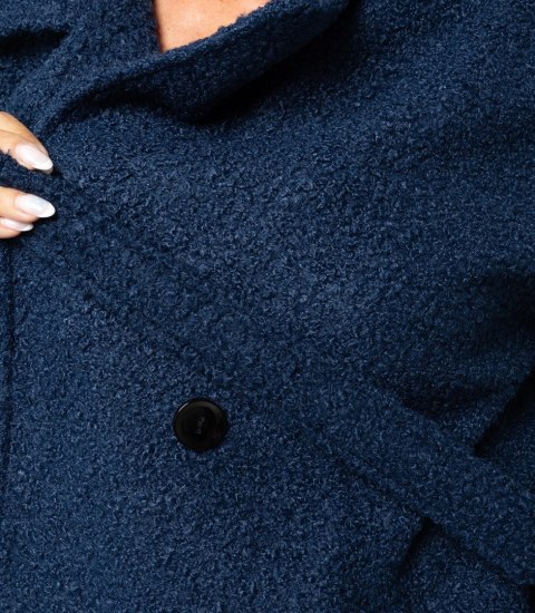 Damski płaszcz miś boucle'owa tkanina TEDDY (Niebieski)