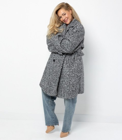 Damski płaszcz miś boucle'owa tkanina TEDDY (Szary)