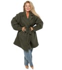 Damski płaszcz miś boucle'owa tkanina TEDDY (Zielony)