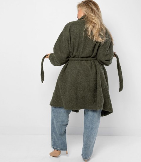 Damski płaszcz miś boucle'owa tkanina TEDDY (Zielony)