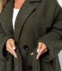 Damski płaszcz miś boucle'owa tkanina TEDDY (Zielony)