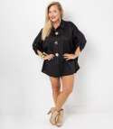 Długa klasyczna koszula z ozdobnymi broszkami GOLDEN BEACH (Czarny)