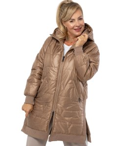 Długa kurtka z pikowaniem i rozcięciami po bokach ROMA (Brązowy)