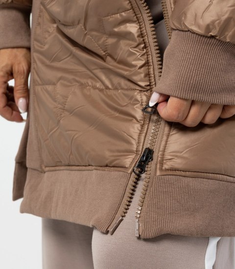 Długa kurtka z pikowaniem i rozcięciami po bokach ROMA (Brązowy)