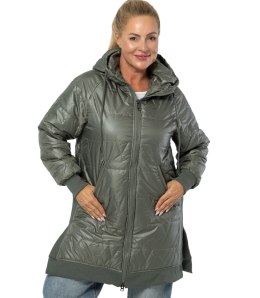 Długa kurtka z pikowaniem i rozcięciami po bokach ROMA (Zielony)