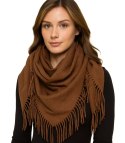 Jednokolorowy szal szlik chusta z frędzlami GRACE (Brązowy)