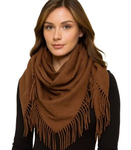 Jednokolorowy szal szlik chusta z frędzlami GRACE (Brązowy)
