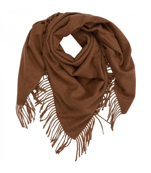 Jednokolorowy szal szlik chusta z frędzlami GRACE (Brązowy)
