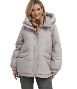 Kurtka zimowa damska pikowana z kapturem KORNELIA (Beżowy)