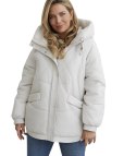 Kurtka zimowa damska pikowana z kapturem KORNELIA (Biały)