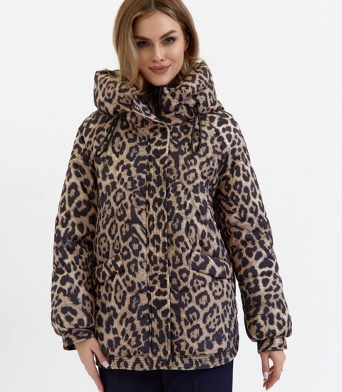 Kurtka zimowa damska pikowana z kapturem KORNELIA (Wielokolorowy)