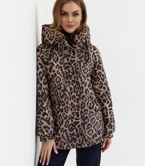 Kurtka zimowa damska pikowana z kapturem KORNELIA (Wielokolorowy)