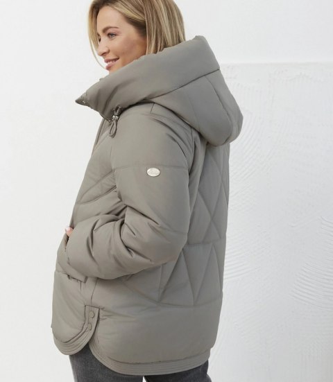 Kurtka zimowa damska pikowana z kapturem KORNELIA (Zielony)