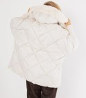 Kurtka zimowa oversize z kapturem i futerkiem NORDIC PUFF (Biały)
