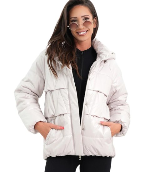 Ocieplana kurtka damska bomberka z pikowaniem JAGNA (Beżowy)