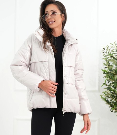 Ocieplana kurtka damska bomberka z pikowaniem JAGNA (Beżowy)