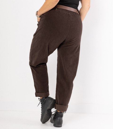 Sztruksowe spodnie chinosy z paskiem CITY SOFT (Brązowy)