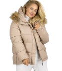 Ciepła kurtka zimowa dłuższa bomberka WINTER QUEEN (Beżowy)
