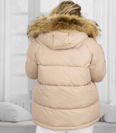 Ciepła kurtka zimowa dłuższa bomberka WINTER QUEEN (Beżowy)