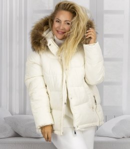 Ciepła kurtka zimowa dłuższa bomberka WINTER QUEEN (Biały)