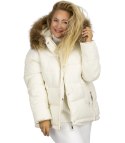 Ciepła kurtka zimowa dłuższa bomberka WINTER QUEEN (Biały)