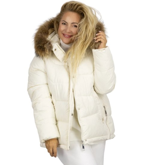 Ciepła kurtka zimowa dłuższa bomberka WINTER QUEEN (Biały)