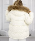 Ciepła kurtka zimowa dłuższa bomberka WINTER QUEEN (Biały)