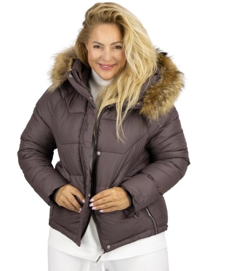 Ciepła kurtka zimowa dłuższa bomberka WINTER QUEEN (Brązowy)