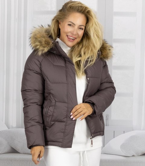 Ciepła kurtka zimowa dłuższa bomberka WINTER QUEEN (Brązowy)