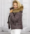 Ciepła kurtka zimowa dłuższa bomberka WINTER QUEEN (Brązowy)