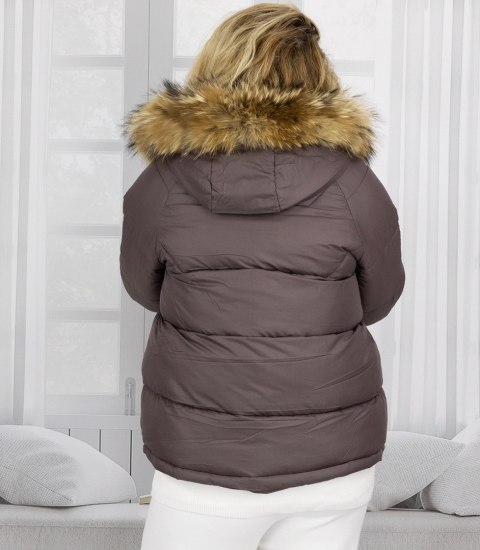 Ciepła kurtka zimowa dłuższa bomberka WINTER QUEEN (Brązowy)