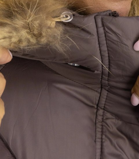 Ciepła kurtka zimowa dłuższa bomberka WINTER QUEEN (Brązowy)